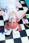 animal_ears apron bunny_ears cleavage cosplay dress inu_boku_secret_service maid maid_uniform orange_hair rinrinko roromiya_karuta twintails rating:Safe score:4 user:nil!