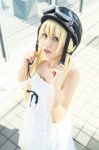 bakemonogatari blonde_hair cosplay dress goggles helmet oshino_shinobu twintails yuzuki_rin rating:Safe score:1 user:pixymisa