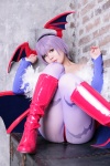bodysuit boots cosplay detached_sleeves head_wings lilith_aensland pantyhose purple_hair tamashi_no_mayoigo vampire_(game) wings yuuki_sayo rating:Safe score:3 user:nil!