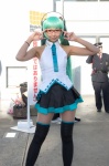 aqua_hair cosplay glasses hatsune_miku headphones necoco pantyhose pleated_skirt skirt sleeveless_blouse thighhighs tie twintails vocaloid zettai_ryouiki rating:Safe score:0 user:pixymisa