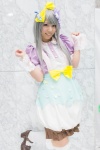akb48 bow cosplay cuffs dress hairbow kneesocks koyomi silver_hair sugar_rush_(akb48) takahashi_minami_(cosplay) rating:Safe score:0 user:pixymisa