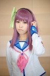 angel_beats! blouse cosplay green_eyes hairband hairbow nakamura_yuri nekosuke purple_hair scarf_tie rating:Safe score:0 user:pixymisa