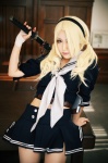 baby_doll blonde_hair cosplay hairband iori katana pleated_skirt sailor_uniform school_uniform skirt sucker_punch sword twintails rating:Safe score:3 user:nil!