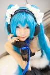 blue_hair bodice cosplay fingerless_gloves gloves hairband hatsune_miku headphones ribbon_tie skirt tatsuki_(ii) thighhighs twintails vocaloid rating:Safe score:1 user:pixymisa