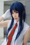 blue_hair cosplay gloves kawashima_ami makise_anji school_uniform sleeveless_blouse tie toradora! rating:Safe score:0 user:nil!