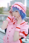 blouse blue_hair cosplay hat remilia_scarlet skirt touhou wings wristband yukki rating:Safe score:0 user:pixymisa