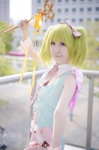 ai_(iv) cosplay green_hair hairbow macross macross_frontier ranka_lee scepter shorts tie twintails vest rating:Safe score:0 user:nil!