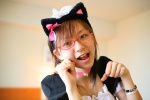 animal_ears apron cat_ears costume glasses maid maid_uniform maya rating:Safe score:1 user:nil!