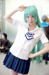 blouse cosplay green_hair higurashi_no_naku_koro_ni miniskirt pleated_skirt richi school_uniform skirt sonozaki_shion tie rating:Safe score:0 user:pixymisa