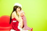 akitsu_honoka dress santa_costume stocking_cap striped thighhighs zettai_ryouiki rating:Safe score:2 user:pixymisa