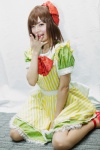 bowtie cosplay dress hagiwara_yukiho hairbow idolmaster maitako pantyhose sheer_legwear rating:Safe score:1 user:pixymisa