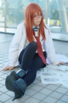 blouse boots cosplay glasses lab_coat makise_kurisu nakao pantyhose red_hair shorts steins;gate tie rating:Safe score:4 user:nil!