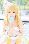 blonde_hair blue_eyes cosplay croptop hat hoshii_miki idolmaster lollipop skirt uri rating:Safe score:0 user:pixymisa