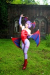 bodysuit boots cosplay elbow_gloves fingerless_gloves gloves head_wings kouda_ema lilimania lilith_aensland pantyhose purple_hair vampire_(game) wings rating:Safe score:3 user:nil!