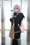 blouse cosplay hoodie mineo_kana nanami_chiaki pleated_skirt purple_hair school_uniform skirt super_dangan-ronpa_2 thighhighs zettai_ryouiki rating:Safe score:0 user:nil!