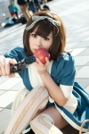 apple apron basket cosplay gun hair_ribbon kneesocks maid maid_uniform mochigome_arare original rating:Safe score:0 user:pixymisa