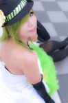 anna cosplay dress elbow_gloves fingerless_gloves flower gloves green_hair gumi hat just_a_game_(vocaloid) vocaloid rating:Safe score:1 user:xkaras