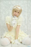 blonde_hair cosplay dress gloves hairbow microphone original thighhighs uzuki zettai_ryouiki rating:Safe score:0 user:nil!