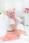 animal_ears bed blouse cat_ears cosplay enacat_(white_version) enako miniskirt original paw_gloves pink_hair skirt tail twintails rating:Safe score:1 user:nil!