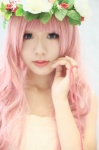 cosplay dress just_be_friends_(vocaloid) megurine_luka mikuron pink_hair vocaloid wreath rating:Safe score:1 user:nil!