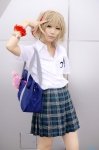 aya blonde_hair blouse bookbag cosplay pleated_skirt school_uniform skirt tagme_character tagme_series rating:Safe score:1 user:nil!