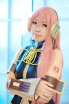 armbands cosplay hana_(ii) headphones megurine_luka pink_hair vest vocaloid rating:Safe score:0 user:pixymisa