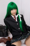 blazer blouse bookbag cosplay green_hair kochiya_sanae lenfried panties pleated_skirt polka_dots school_uniform skirt skirt_lift thighhighs tie touhou zettai_ryouiki rating:Safe score:1 user:nil!