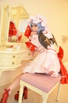 blue_hair cosplay dress hat remilia_scarlet shizuku socks touhou touhou_muge_youji wings rating:Safe score:3 user:nil!
