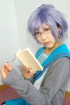 blue_hair book cardigan cosplay glasses kneehighs koubou_tokori nagato_yuki purple_hair sailor_uniform school_uniform suzumiya_haruhi_no_yuuutsu rating:Safe score:0 user:nil!