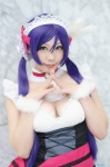 apron cleavage cosplay dress hairband love_live!_school_idol_project maid maid_uniform purple_hair toujou_nozomi twintails yuzuki_aya rating:Safe score:1 user:nil!