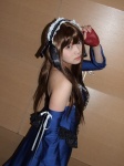 apron boots cosplay gloves hair_ribbons ikkitousen kanu_unchou maid maid_uniform momo panties rating:Safe score:0 user:nil!