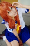 ahoge cosplay glasses ikkitousen kakei_raito orange_hair pleated_skirt ryuubi_gentoku sailor_uniform school_uniform skirt socks rating:Safe score:1 user:nil!