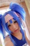 blue_hair buyara cosplay hair_ribbons headband klan_klein macross macross_frontier one-piece_swimsuit school_swimsuit swimsuit twintails rating:Safe score:0 user:nil!