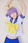 blouse bow cosplay hairbow hakuhi_kaede hiiragi_tsukasa lucky_star pleated_skirt purple_hair sailor_uniform school_uniform skirt rating:Safe score:0 user:pixymisa