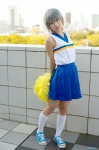 cheerleader_uniform cosplay ibara kneesocks nagato_yuki pleated_skirt pom_poms silver_hair skirt suzumiya_haruhi_no_yuuutsu tank_top rating:Safe score:0 user:nil!