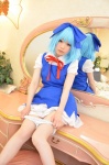 blouse blue_hair cirno cosplay hairbow jumper panties panty_pull shizuku touhou rating:Safe score:1 user:nil!