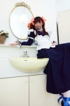 apron bathroom choker cosplay dress hairband hair_ribbons maid maid_uniform mirror miu sara_francis thighhighs twintails wataridori_ni_yadorigi_wo rating:Safe score:0 user:nil!