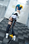 ass bikini blue_hair boots choker cosplay detached_sleeves dizzy guilty_gear hairbow pantyhose swimsuit tachibana_remika tail thighhighs wings rating:Safe score:1 user:nil!