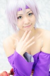ayane ayane_(doa) cleavage cosplay dead_or_alive detached_sleeves dress headband pantyhose purple_hair rating:Safe score:0 user:nil!
