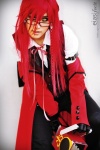chainsaw coat cosplay glasses gloves grell_sutcliff kim_tai_sik kuroshitsuji red_hair shirt tasha trousers vest rating:Safe score:2 user:DarkSSA
