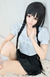blouse cosplay kneehighs maika miniskirt okino_mayoko pleated_skirt skirt twin_braids zone-00 rating:Safe score:1 user:pixymisa