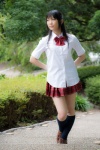 blouse cosplay idolmaster idolmaster_cinderella_girls kneesocks lenfried pleated_skirt school_uniform shimamura_uzuki skirt uzuki_generation rating:Safe score:1 user:nil!