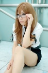 blouse cellphone cosplay glasses kiryuu_moeka miniskirt nakao pantyhose skirt steins;gate rating:Safe score:2 user:nil!