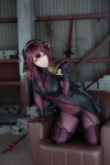 bodysuit bra cosplay fate/grand_order panties purple_hair saku scathach_(fate/grand_order) shadow_queen spear rating:Safe score:0 user:nil!