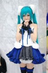 aqua_hair camisole cosplay hatsune_miku headset hizuki_yuuki project_diva_extend see-through skirt thighhighs twintails vocaloid rating:Safe score:1 user:nil!