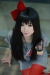 akiyama_mio boots cosplay dress hairbow k-on! makise_anji pantyhose rating:Safe score:1 user:nil!