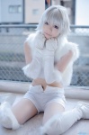 boots cosplay croptop elbow_gloves gloves pantyhose shorts stole tagme_character tagme_series thigh_boots thighhighs tsukioka_naoto white_hair rating:Safe score:0 user:nil!