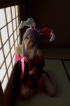 animal_ears barefoot bunny_ears cosplay enako purple_hair reisen_udongein_inaba robe touhou rating:Safe score:2 user:nil!
