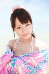 beach bikini_top dgc_1001 matsushima_nonoka ocean ponytail swimsuit towel rating:Safe score:1 user:nil!