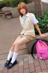 backpack blouse dgc_0886 kneesocks pleated_skirt sakurai_cyndi school_uniform skirt sweater_vest tie rating:Safe score:1 user:nil!